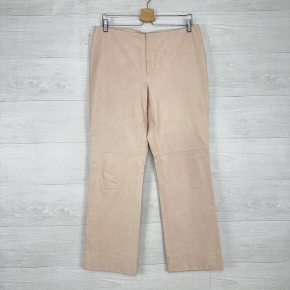 Ralph Lauren Sport Vintage Leather Pants Women Size 12 Blush Pink Straight Leg‎